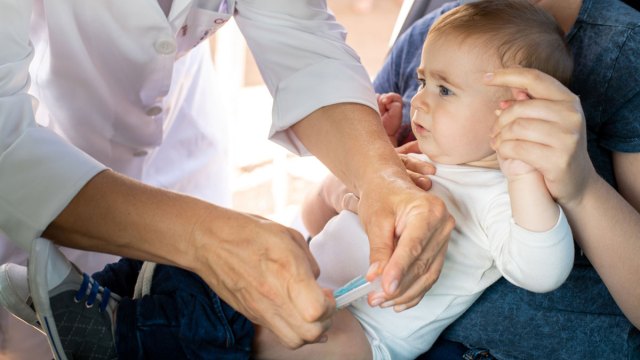 baby getting shot at doctor's office