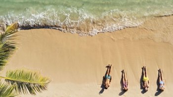 family on a beach in the Dominican Republic