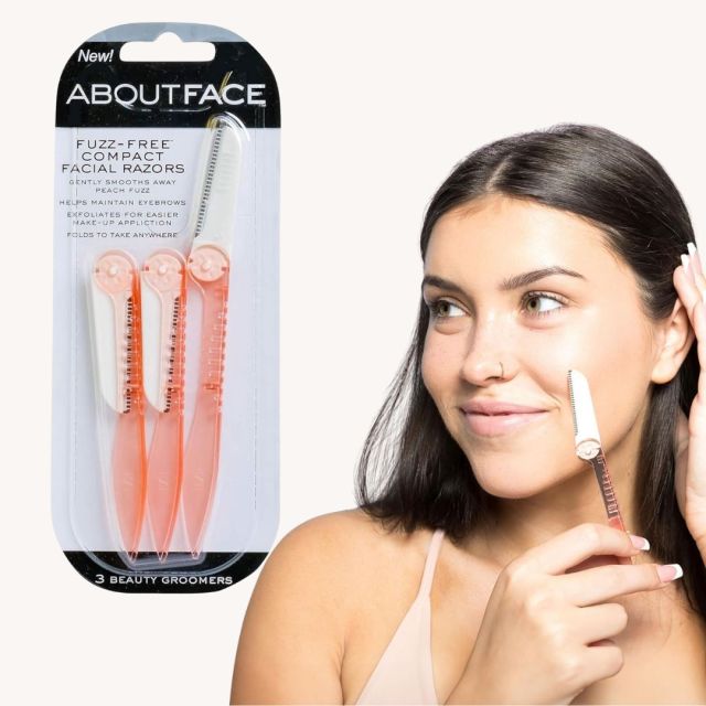 woman using dermaplaning tool