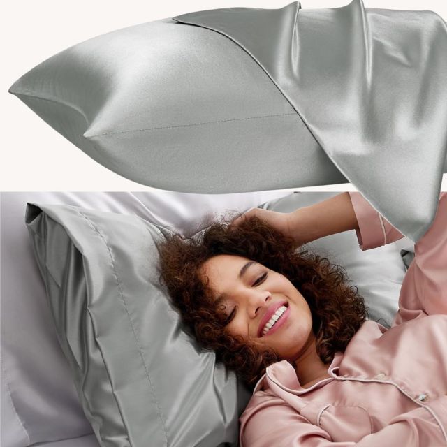 silver silk pillowcase