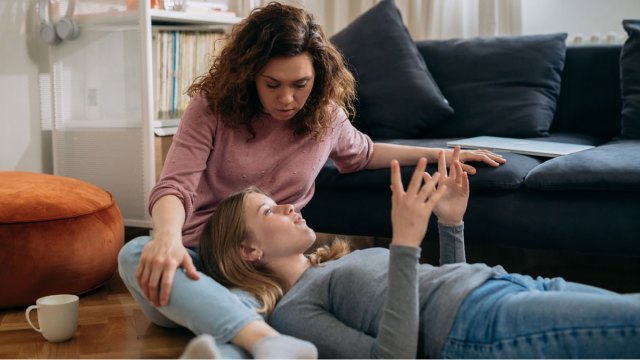 mother and daughter talking