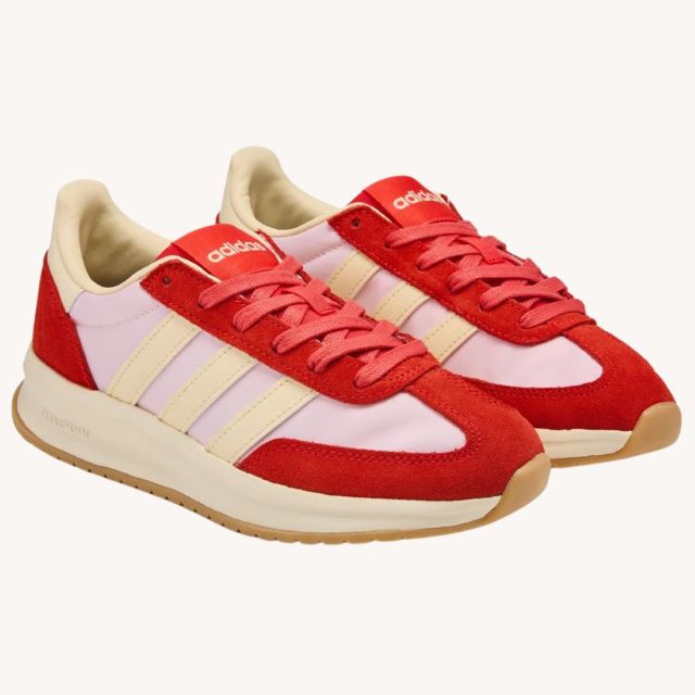 pink and red retro adidas sneakers