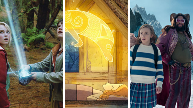a grid of three of the best fantasy movies for kids