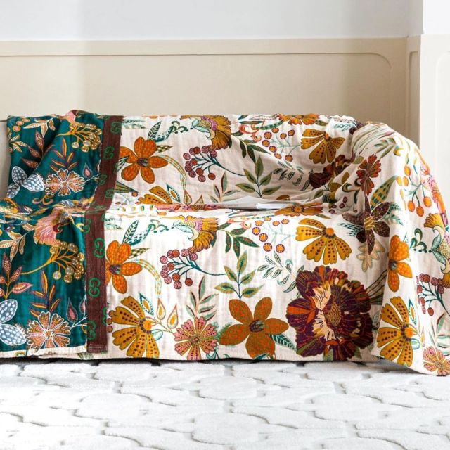 boho style floral throw blanket