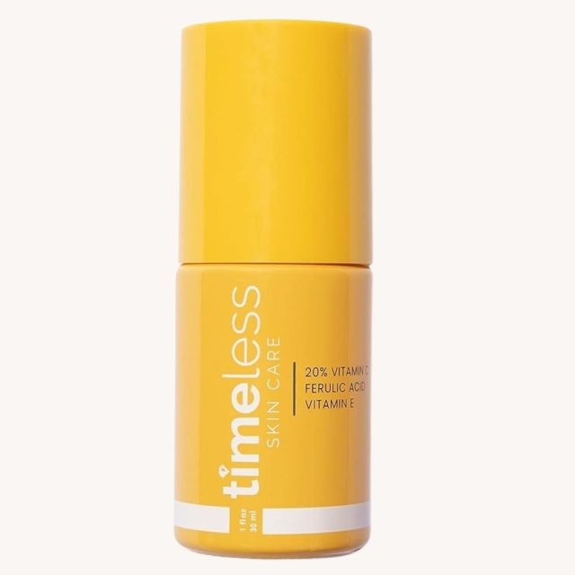 a yellow bottle of Timeless Vitamin C Serum for face