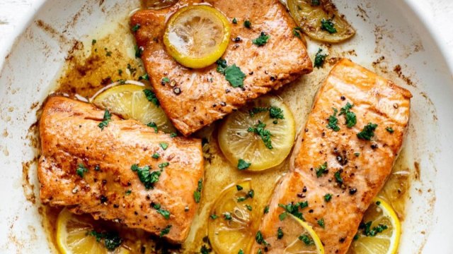 lemon brown butter salmon by How Sweet Eats