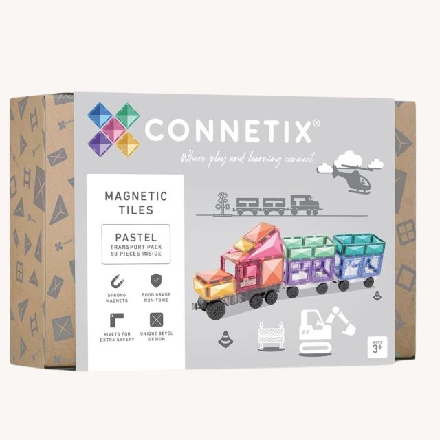 box of pastel magnetic tiles for kids