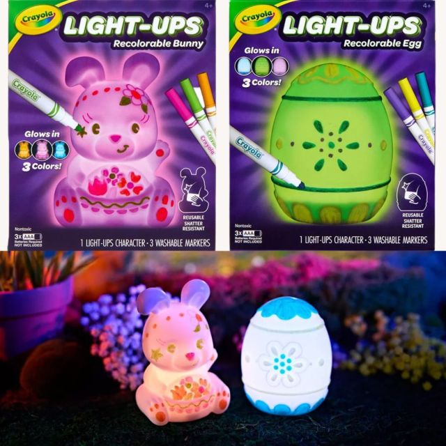 Bunny and Egg shaped toys designed to color and light up
