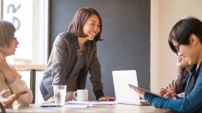 smiling woman at work