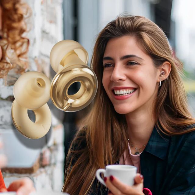 person wearing the earplugs