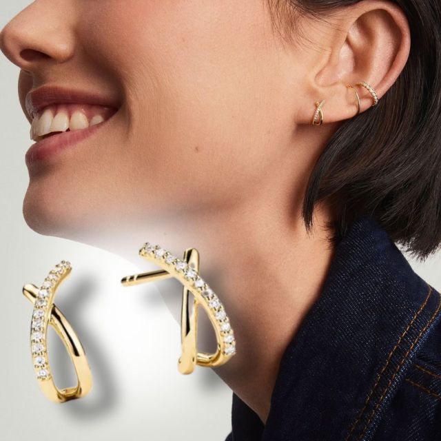 the earrings and a person wearing them