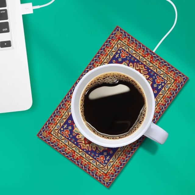 birds eye view of a coffee mug on the warmer