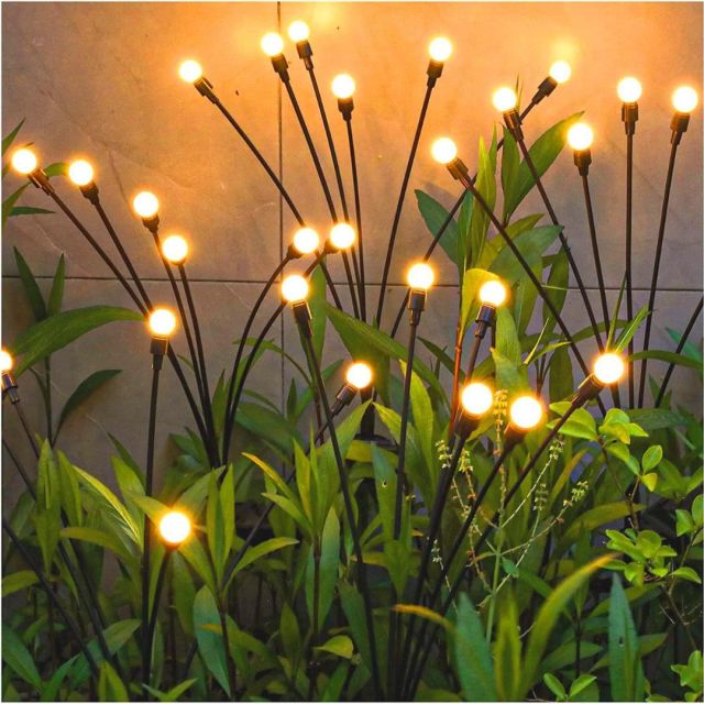 warm solar lights for yard on flexible stems