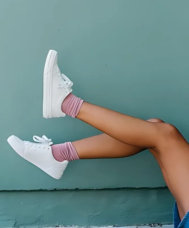 person wearing the sneakers