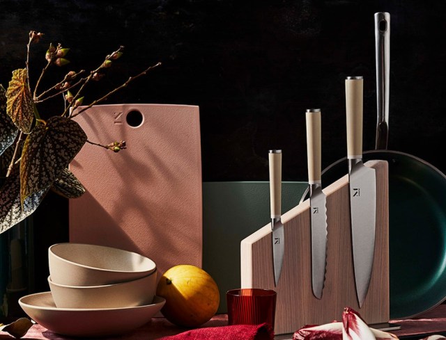 a modern countertop featuring artistic kitchenware