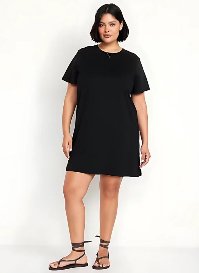 person wearing the t-shirt dress in black