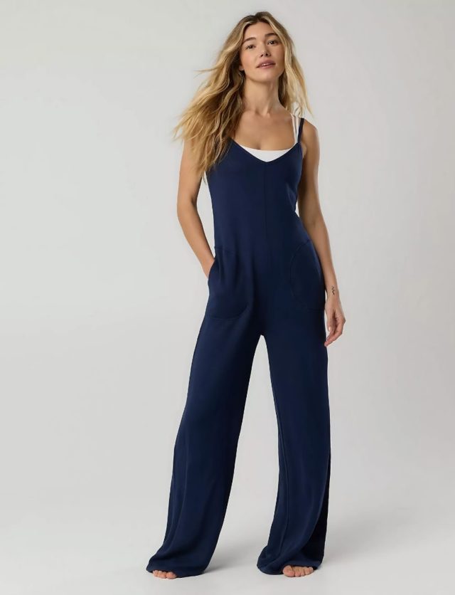 person wearing the terry jumpsuit