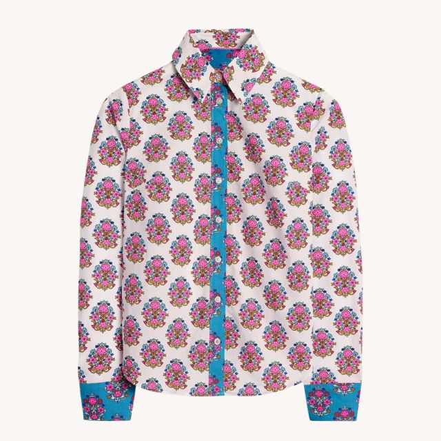 printed button-down blouse for women