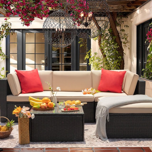 a patio decorated in wayfair items