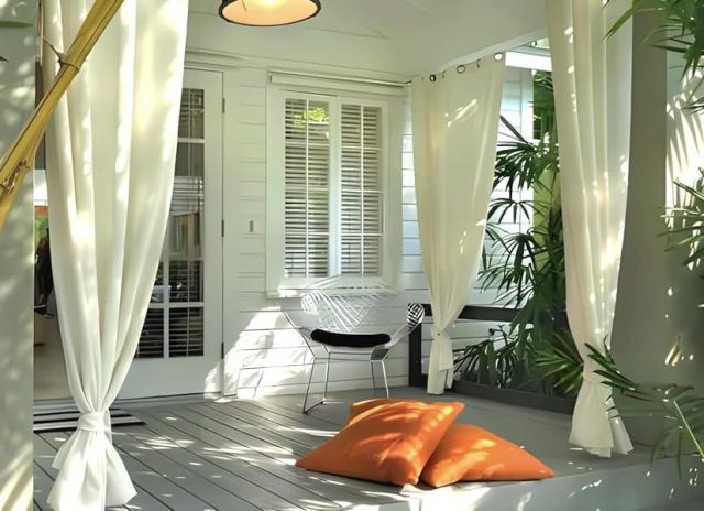 porch with outdoor curtains