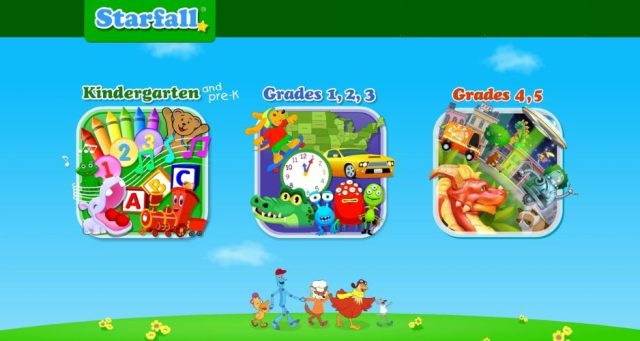 screenshot of the Starfall kids app collection