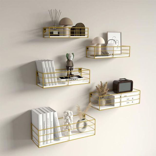 gold floating shelves