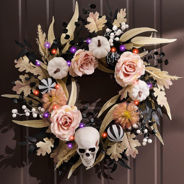 Amazon Halloween Decorations Pink Rose Wreath