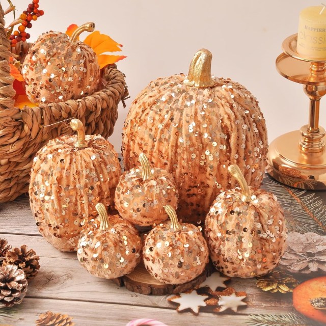 Amazon Halloween Decorations Sequin Pumpkins