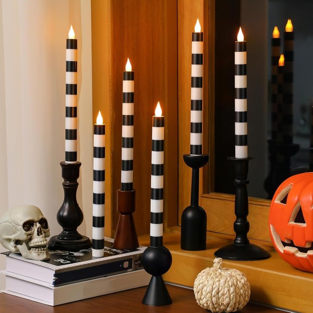 Amazon halloween decorations striped taper candles