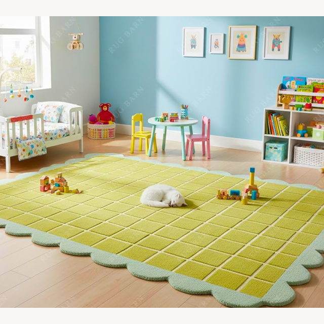 Kids' Rugs Scalloped Grid Rug