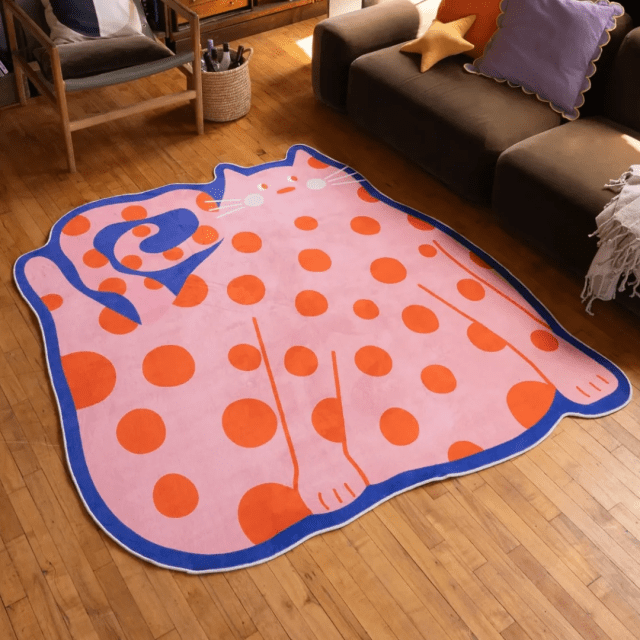 Kids' Rugs polka dot cat rug
