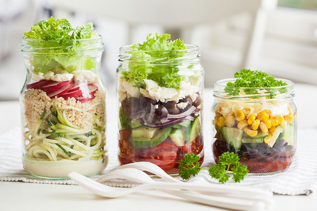 salad in jars