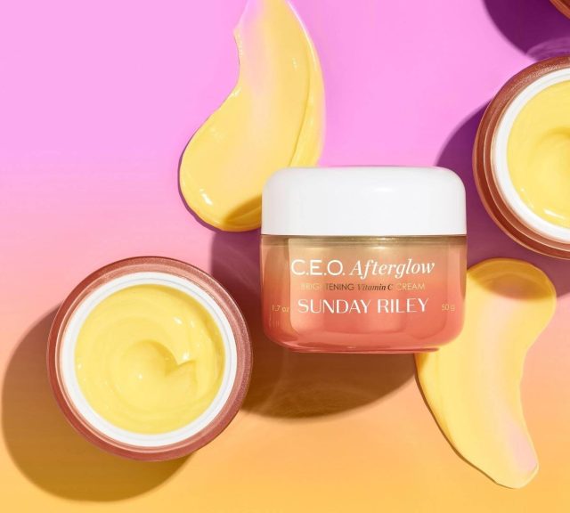 a jar of Sunday Riley vitamin C moisturizer