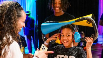 A family enjoying the Kidspace Museum's Wired for Wonder exhibit