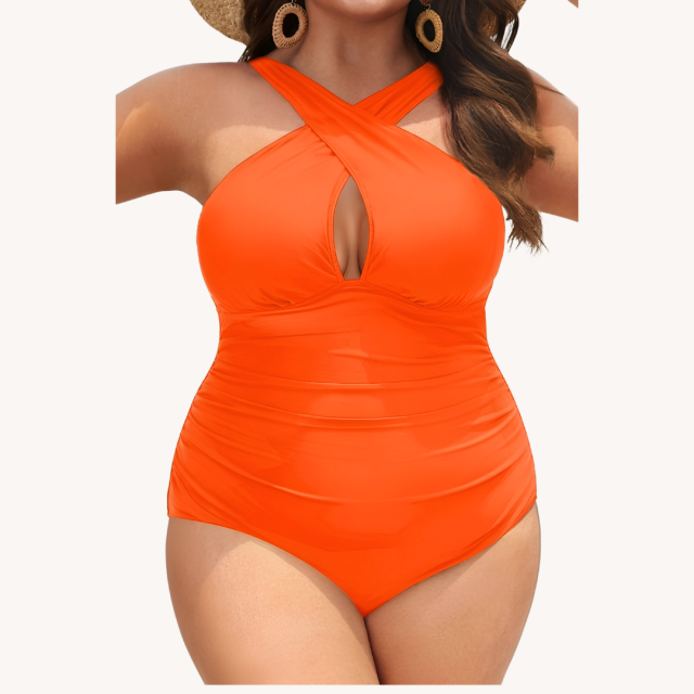 Mom Swimsuits Plus Size Cross Neck