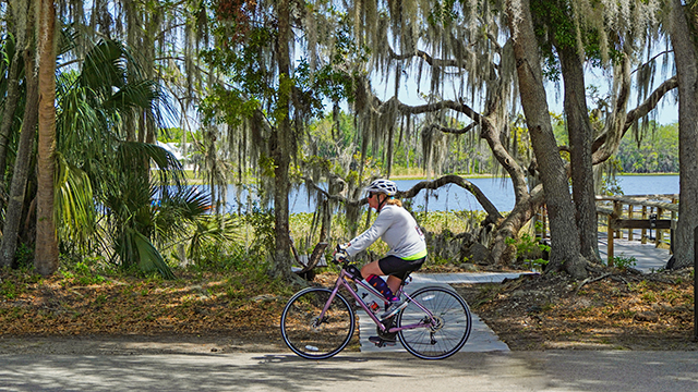 a family on a bike ride in citrus county