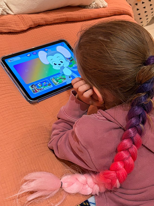 My daughter looking at the ABCmouse opening screen when playing to give her ABCmouse review
