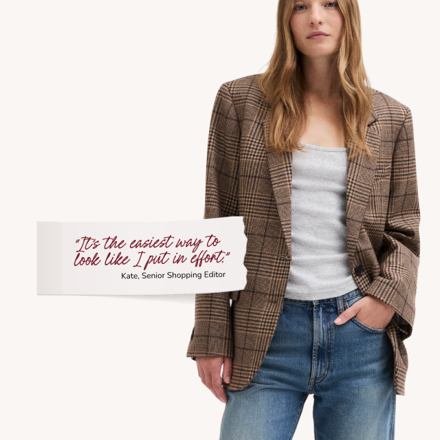 Fall wardrobe staples Madewell plaid blazer